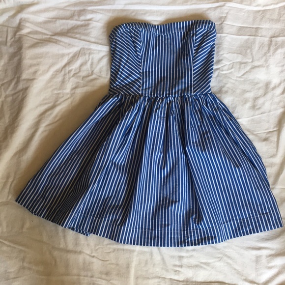 abercrombie blue and white striped dress